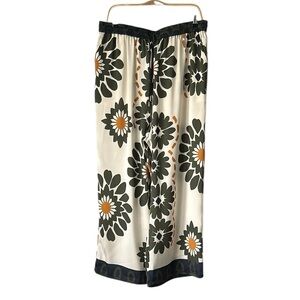 Skies are Blue Floral Wide-Leg palazzo Pants cream green summer vacation 1XL